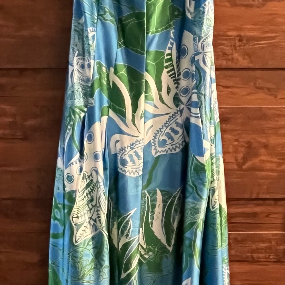 CIEBON Carissa Blue & Green Tropical Maxi Dress
